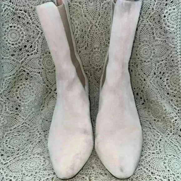 J Crew pale pink suede chunky heel boots - Picture 1 of 9